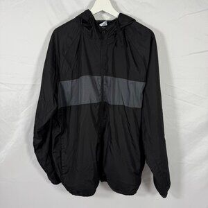 Starter Full Zip Windbreaker Jacket Mens Size XL Black Gray Lightweight Hooded